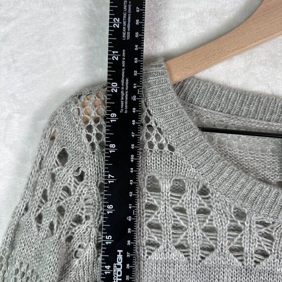 Aeropostale Women's XS Knit Gray Sweater Intricate Open-knit Crochet Design - Picture 11 of 13